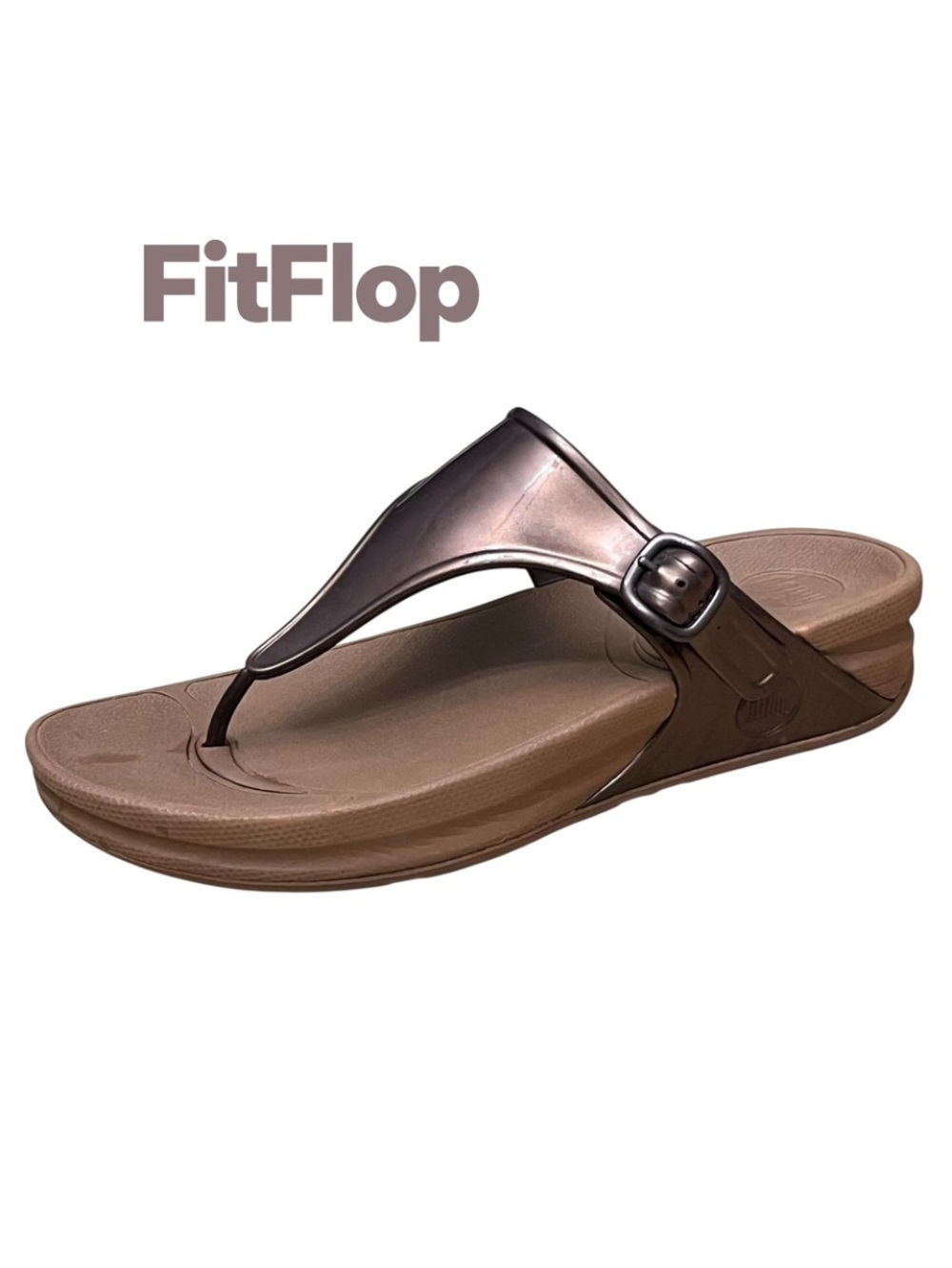FitFlop Lulu Thong Sz 9 Sandals Metallic Bronze Wedge